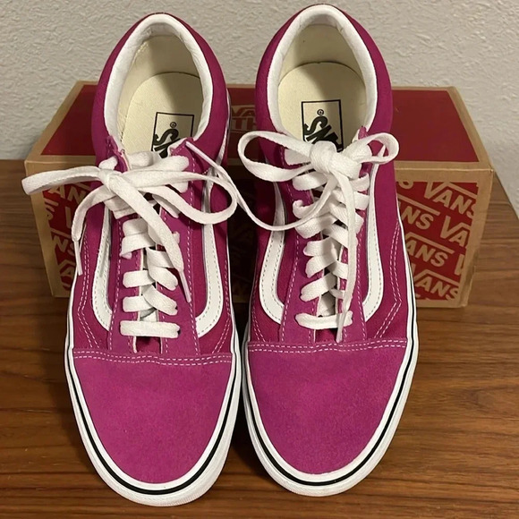 Vans Old Skool Fuchsia Red/True White Shoes- Size 8M/9.5W- worn once! - Picture 1 of 8